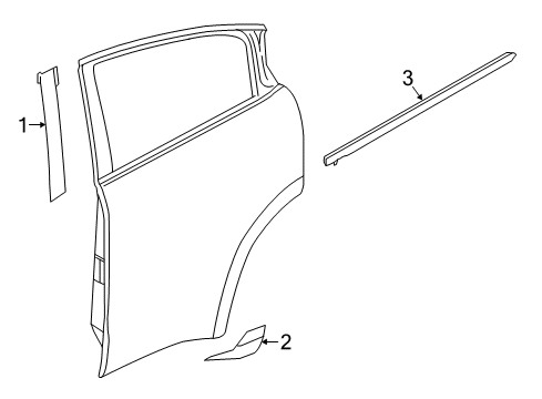 2019 Honda HR-V Exterior Trim - Rear Door Molding, L. RR. Door Diagram for 72950-T7A-003