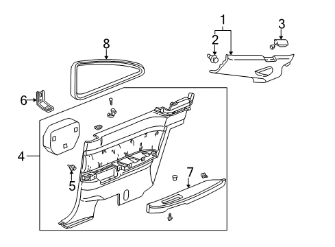 2002 Acura CL Interior Trim - Quarter Panels Garnish Assembly, Right Rear Pillar (Seagull Gray) Diagram for 84131-S3M-A01ZB