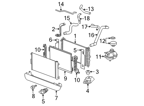 2007 Chevrolet Cobalt Radiator & Components Charging Air Cooler Coolant Hose Diagram for 22707607