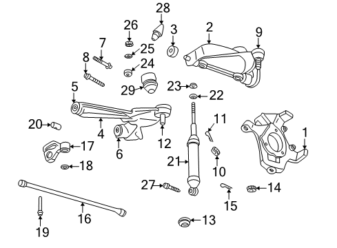 1998 Dodge Durango Front Suspension Components, Lower Control Arm, Upper Control Arm, Stabilizer Bar Upper Control Arm Diagram for 5166346AA