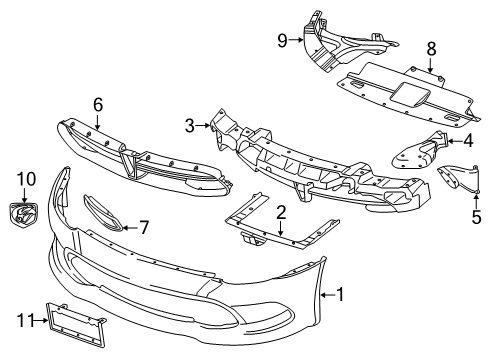 2015 Dodge Viper Front Bumper Air Duct Diagram for 68171668AB