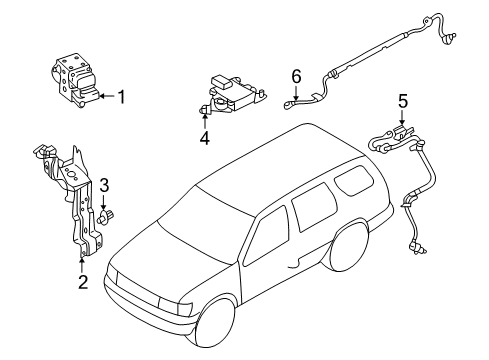 1999 Nissan Pathfinder ABS Components Anti Skid Actuator Assembly Diagram for 47660-2W100