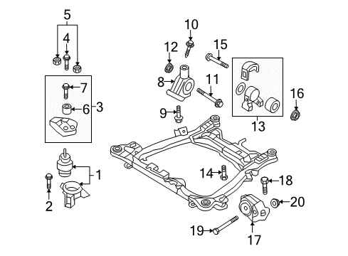 2009 Kia Sedona Engine & Trans Mounting Bolt Diagram for 11406-12456-K
