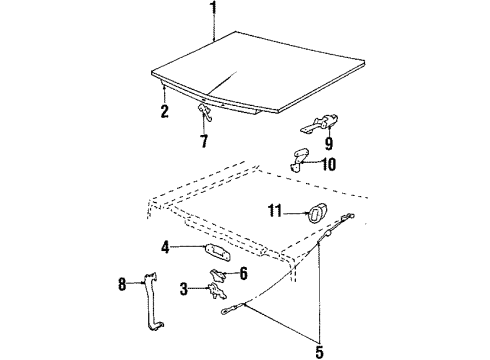 1986 Lincoln Continental Hood & Components Safety Catch Diagram for E3SZ16892A