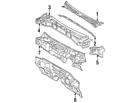 1993 Toyota T100 Cab Cowl Dash Panel Diagram for 55111-34020