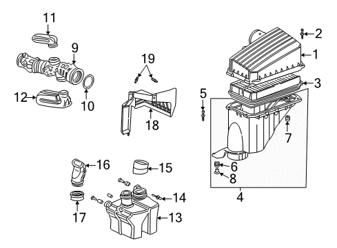 2004 Honda Odyssey Filters Case Set, Air Cleaner Diagram for 17244-P8F-S10