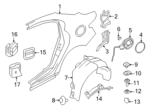 2018 Alfa Romeo Giulia Quarter Panel & Components Washer-Flat Diagram for 68101366AA