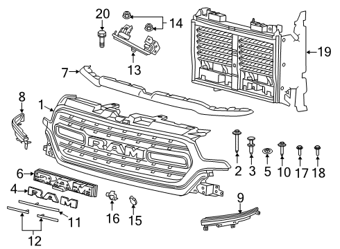 2021 Ram 1500 Lane Departure Warning MODULE-FORWARD FACING CAMERA Diagram for 68475159AG