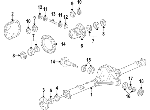 2019 GMC Canyon Rear Axle, Differential, Propeller Shaft Axle Diagram for 84890233