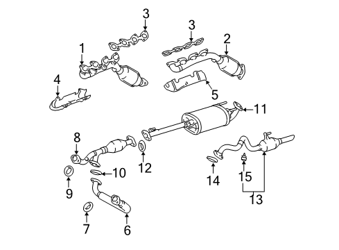 2004 Lexus GX470 Exhaust Manifold Front Exhaust Pipe Assembly Diagram for 17410-50360