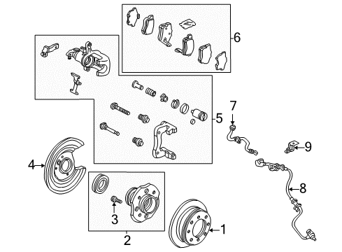 2005 Acura TSX Anti-Lock Brakes Hose Set, Left Rear Brake Diagram for 01468-SEA-E00