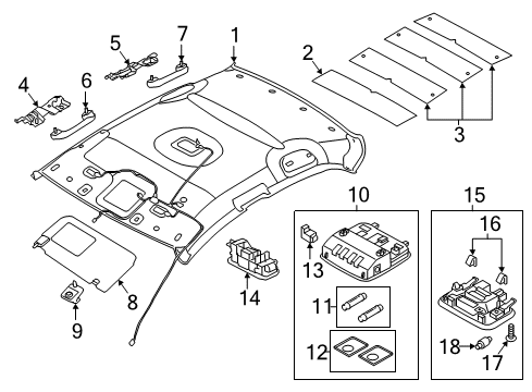 2019 Hyundai Elantra Interior Trim - Roof Overhead Console Lamp Assembly Diagram for 92800-F3011-TTX