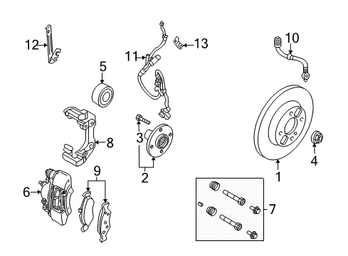 2010 Ford Focus Anti-Lock Brakes Caliper Support Diagram for 8S4Z-2B292-A