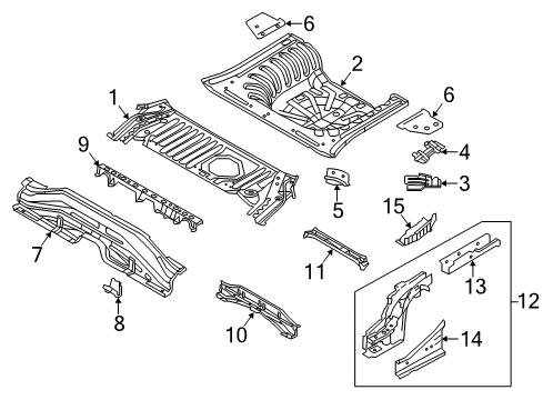 2015 Nissan Versa Note Rear Body - Floor & Rails Floor - Rear, Rear Diagram for G4514-3WCMA