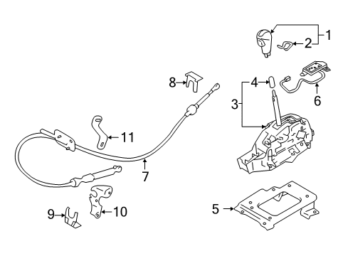 2019 Nissan Armada Gear Shift Control - AT Transmission Control Device Assembly Diagram for 34901-1LA1B