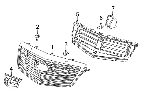 2015 Cadillac ATS Grille & Components Deflector Diagram for 23490310