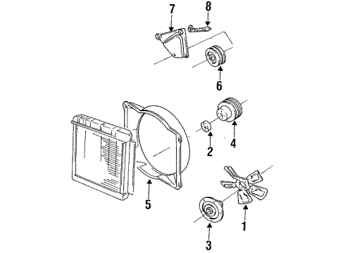 1993 Dodge B250 Cooling Fan, Belts & Pulleys Part Diagram for 52027848