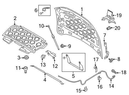 2019 Lincoln Continental Hood & Components Safety Catch Diagram for GD9Z-16892-A