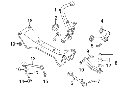 2004 Chrysler Sebring Rear Suspension Components, Lower Control Arm, Upper Control Arm, Stabilizer Bar Bolt Diagram for MB911314