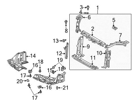 2002 Toyota Prius Radiator Support Side Support Diagram for 53211-47020