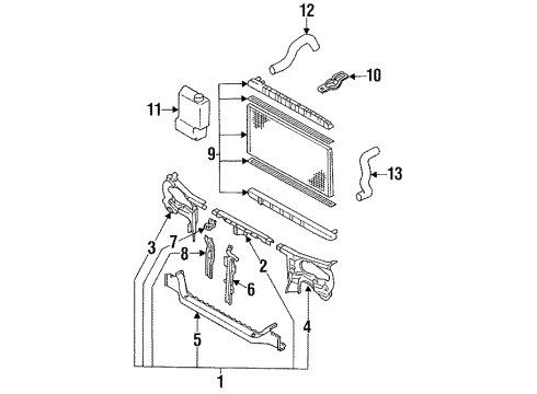 1991 Nissan NX Radiator & Components, Radiator Support Hose-Top Diagram for 21501-58Y01