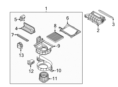 2014 Kia Cadenza Automatic Temperature Controls Blower Unit Diagram for 971003RBF1