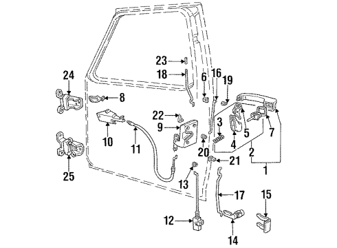 1993 Ford F-350 Front Door - Hardware Control Assembly Diagram for F4TZ-15219A65-A