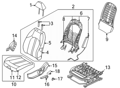 2022 Hyundai Sonata Driver Seat Components Cushion Assembly-FR Seat, LH Diagram for 88100-L0010-VSM