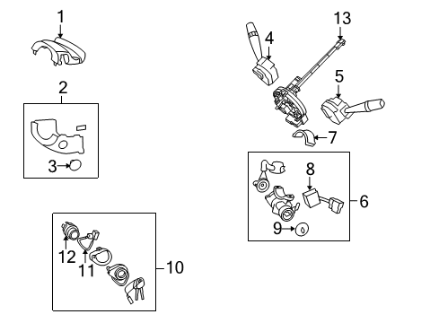 2009 Hyundai Elantra Shroud, Switches & Levers Switch Assembly-Door Warning Diagram for 93170-2L000