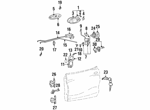 1998 Hyundai Tiburon Door & Components Door Safety Lock Rod Assembly, Front, Right Diagram for 81380-27000