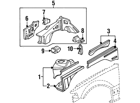 1988 Honda Civic Structural Components & Rails Frame, L. FR. Side Diagram for 60910-SH4-A01ZZ
