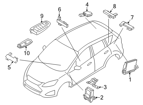 2014 Ford C-Max Keyless Entry Components Module Diagram for 6G9Z-15K602-F