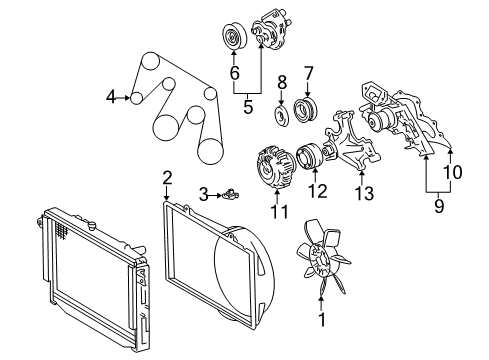 2004 Lexus LX470 Belts & Pulleys Pulley Sub-Assy, Idler, NO.1 Diagram for 16603-0W030