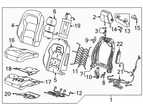 2020 Chevrolet Camaro Driver Seat Components Pad Asm-Front Seat Cushion Diagram for 84028046