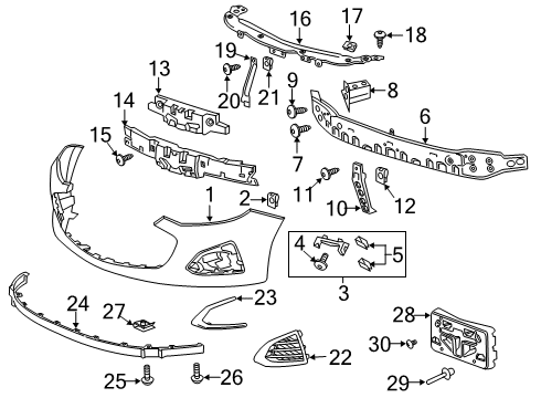 2019 Chevrolet Cruze Front Bumper Lamp Cover Diagram for 42550375