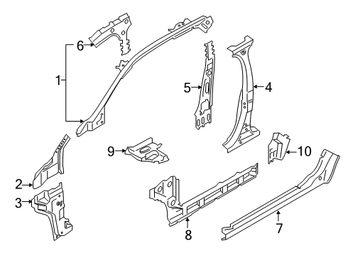 2022 Lincoln Nautilus Center Pillar & Rocker, Hinge Pillar Upper Reinforcement Diagram for FA1Z-5802508-A