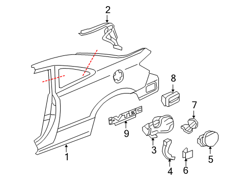 2007 Honda Civic Quarter Panel & Components Panel Set, L. RR. (Outer) Diagram for 04646-SVA-A01ZZ