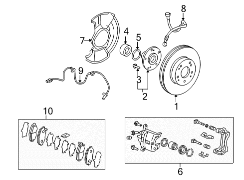 2011 Honda Civic Front Brakes Sensor Assembly, Left Front Diagram for 57455-SVA-A03