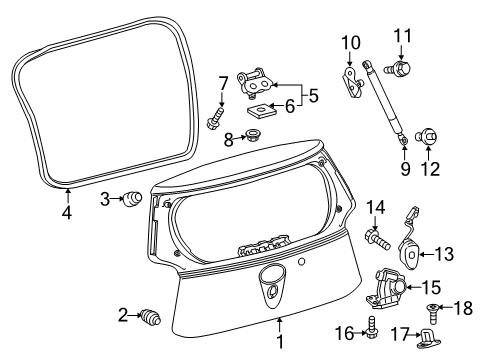 2013 Scion iQ Lift Gate Lock Assembly Bolt Diagram for 90119-06297