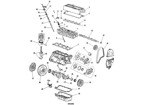 1984 Honda Accord Engine Parts, Mounts, Cylinder Head & Valves, Auxiliary Valve, Camshaft & Timing, Oil Pan, Oil Pump, Crankshaft & Bearings, Pistons, Rings & Bearings Retainer C, Valve Spring Diagram for 14763-689-000