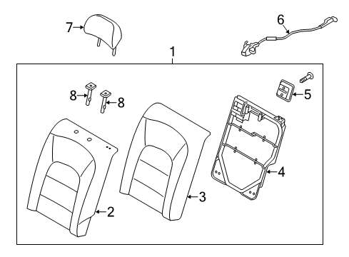 2015 Kia Forte Rear Seat Components Rear Seat Back Covering Assembly Left Diagram for 89360A7500K3A