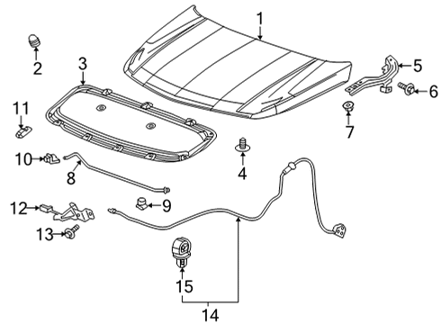 2022 Chevrolet Bolt EUV Hood & Components Support Rod Diagram for 42692622