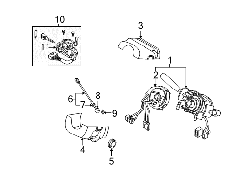 2004 Kia Sedona Shroud, Switches & Levers Ignition Switch Assembly Diagram for 0K55A66154A