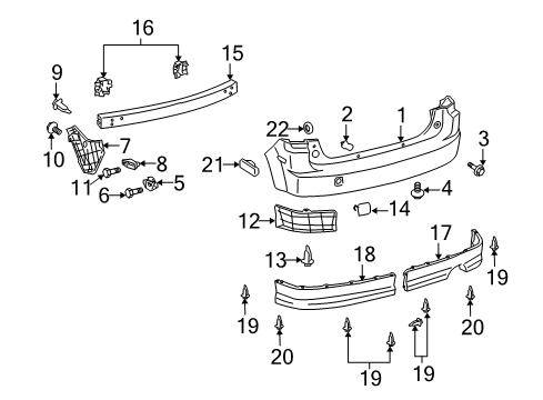 2004 Scion xB Rear Bumper Mount Bracket Diagram for 52190-52030