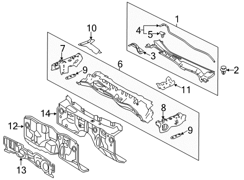 2016 Lexus IS300 Cowl INSULATOR, Dash Panel Diagram for 55223-53130