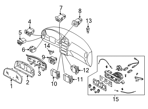 2003 Nissan Pathfinder Instruments & Gauges Speedometer Assembly Diagram for 24820-5W915