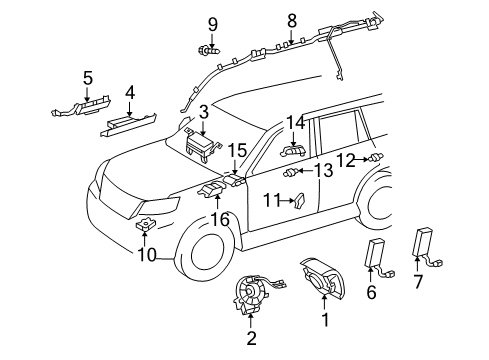 2020 Lexus GX460 Air Bag Components Spiral Cable Sub-Assembly Diagram for 84308-06010