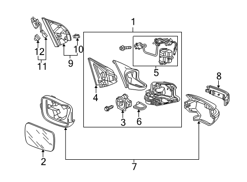 2013 Acura ZDX Mirrors Mirror Set, Driver Side (Memory) (Heated) (Automatic Turn) Diagram for 76258-SZN-A11