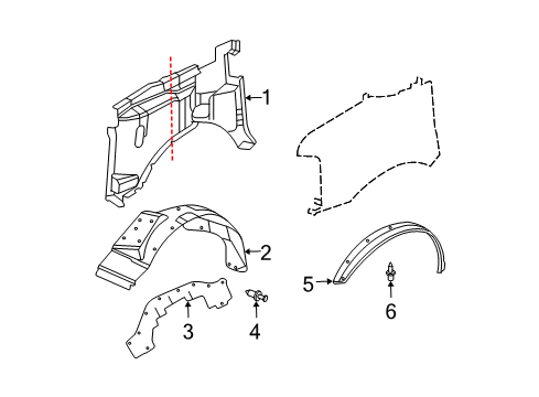 2006 GMC Savana 2500 Inner Components - Fender Splash Shield Diagram for 15203937