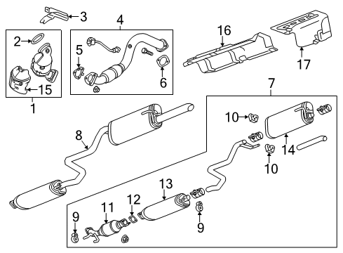 2020 Chevrolet Sonic Exhaust Components Muffler W/Tailpipe Diagram for 42466210